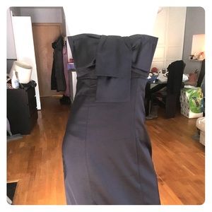 Navy strapless cocktail dress